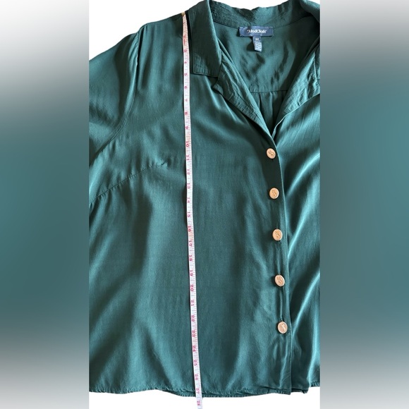 ModCloth Such a Cat-ch Button Up Top Emerald Green and Gold Cat Buttons Sz 3X - Picture 3 of 9